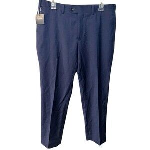 INDOCINO Pants Mens Sz 36x30 Yaletown Blue Wool mohair Trousers Flat Front New